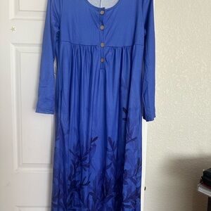 Long Sleeve Maxi Dress with Button Detail